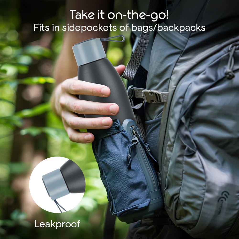 Duomate Vacuum Insulated Stainless Steel Bottle, Black, Personalise