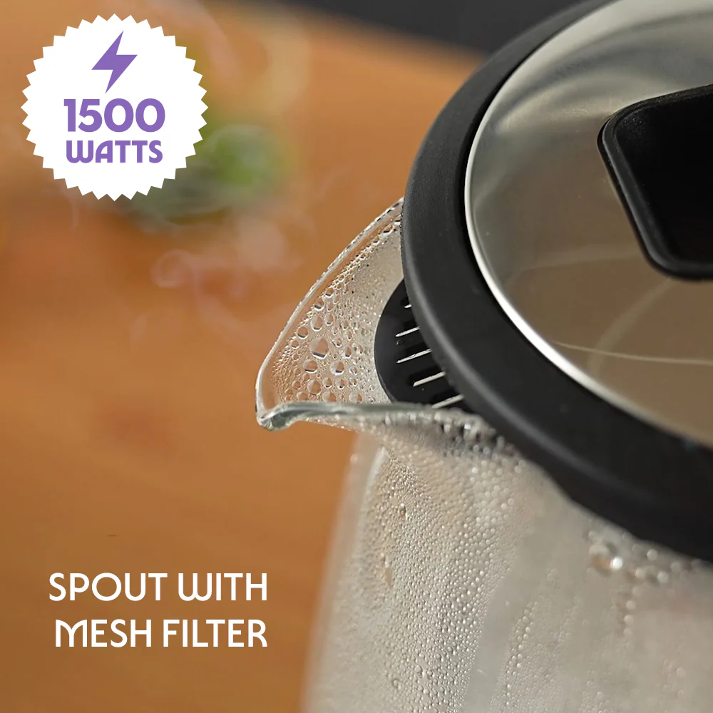 Crystal 1.8L Electric Glass Kettle, 1500 W