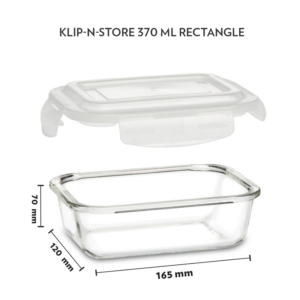 Borosil Tuff-Glass Klip n Store, Rectangular Container