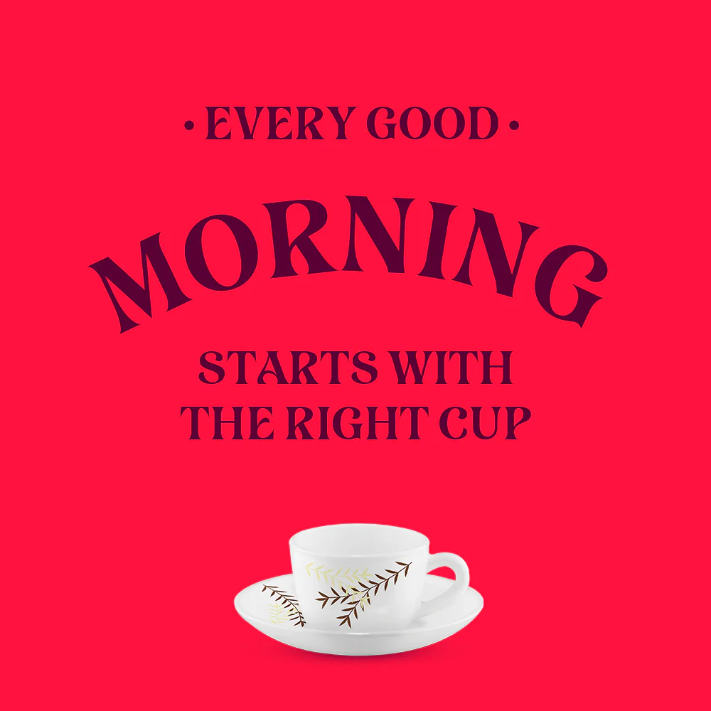 Larah by Borosil Oak Cup n Saucer Set, 90ml x 12