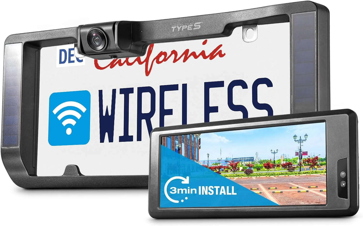 Solar-Powered Wireless Backup Camera with 6.8