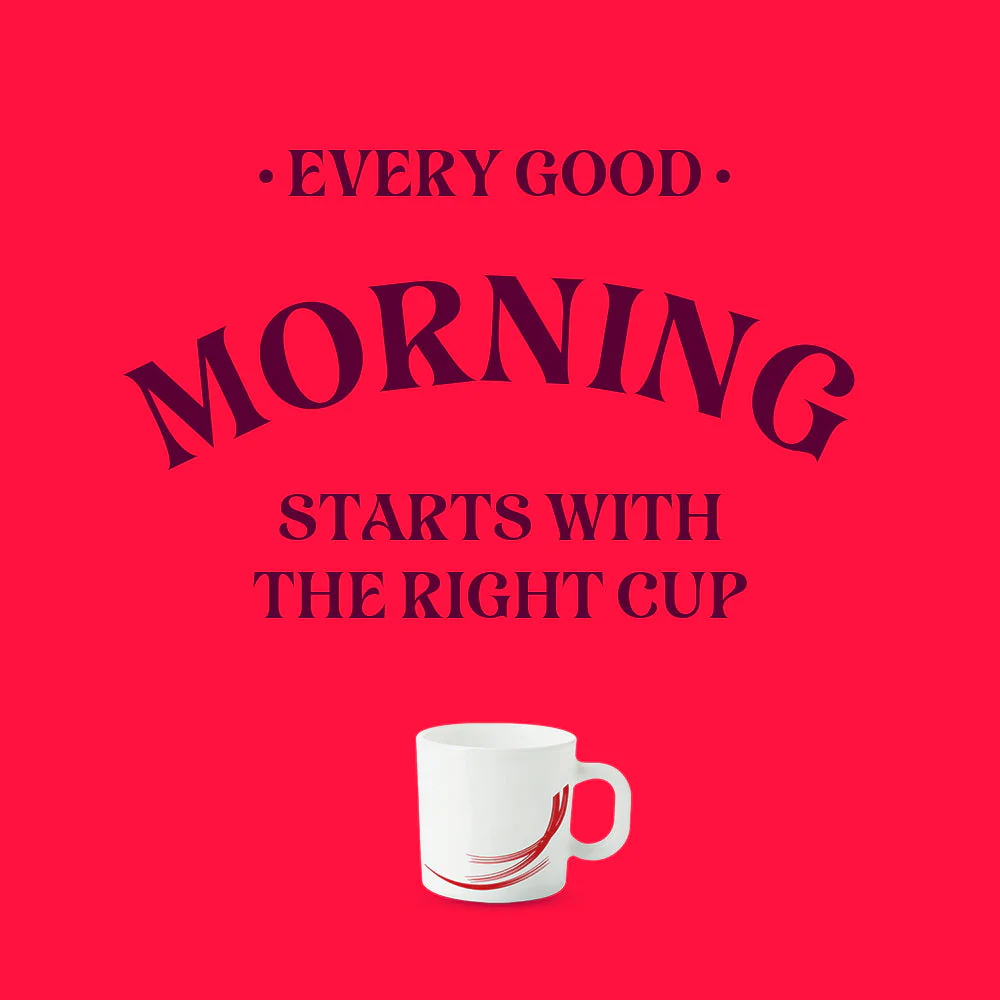 Larah by Borosil Red Stella Mug Set, 240ml x 2