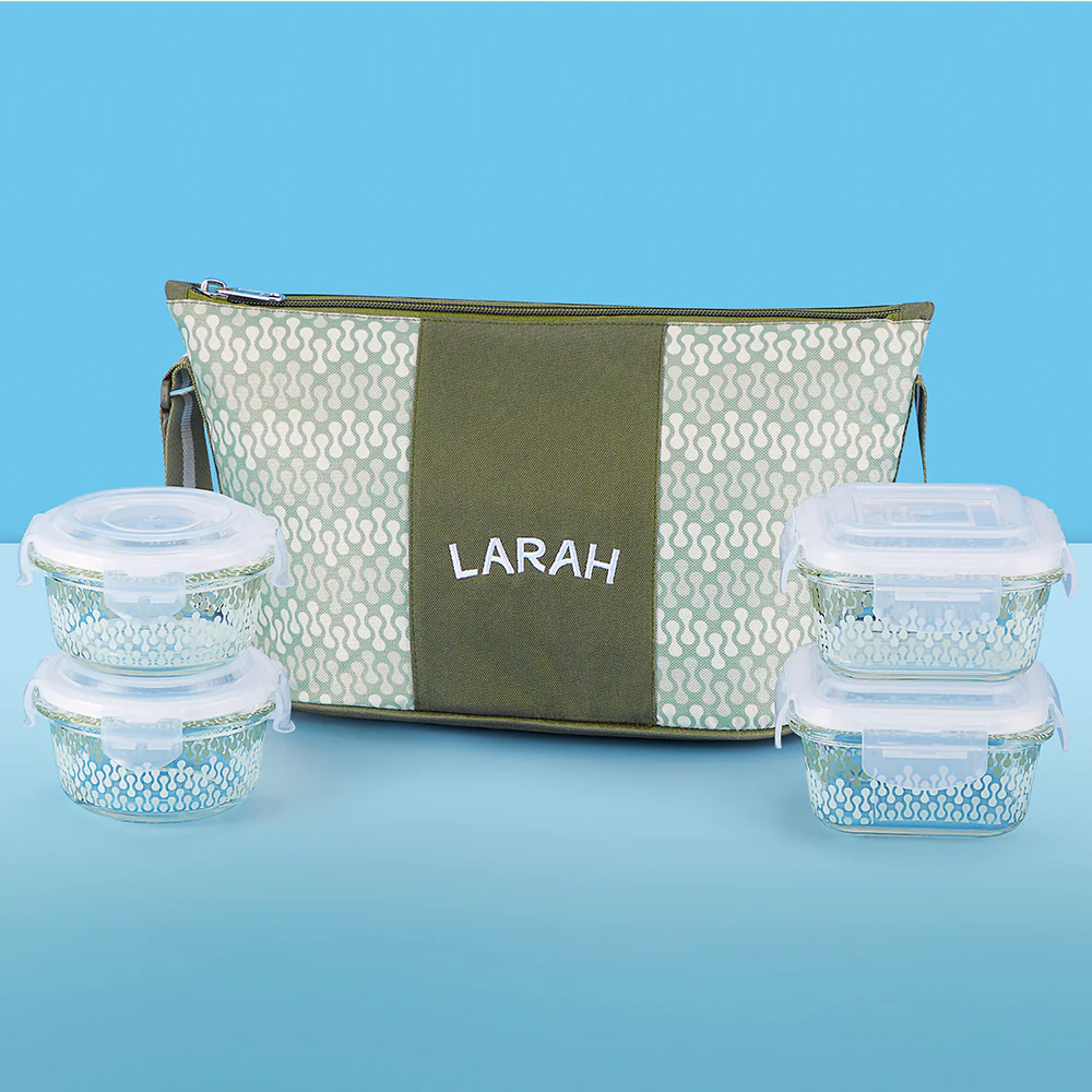 Larah Gracia Daisy Glass Lunchbox, Set of 4