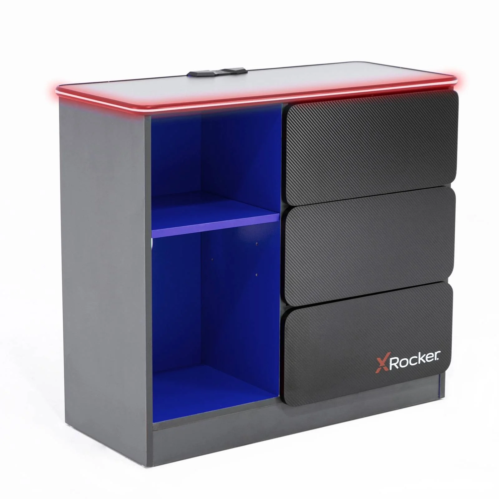 Carbon-Tek LED Chest of 3 Drawers - Grey / Blue RGB