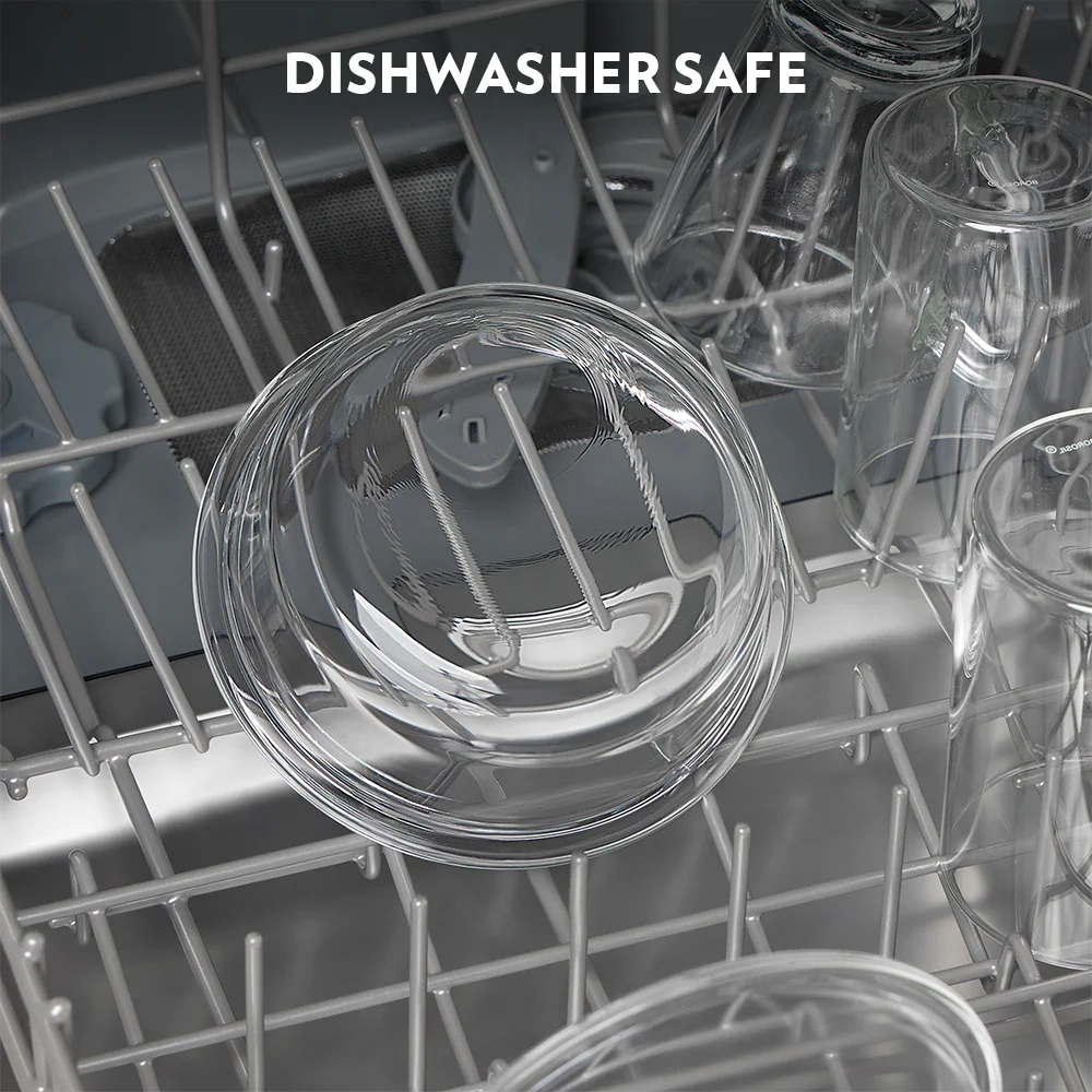 Borosil Prime Glass Lunchbox, Round x 2 (Tall), 400ml x 2