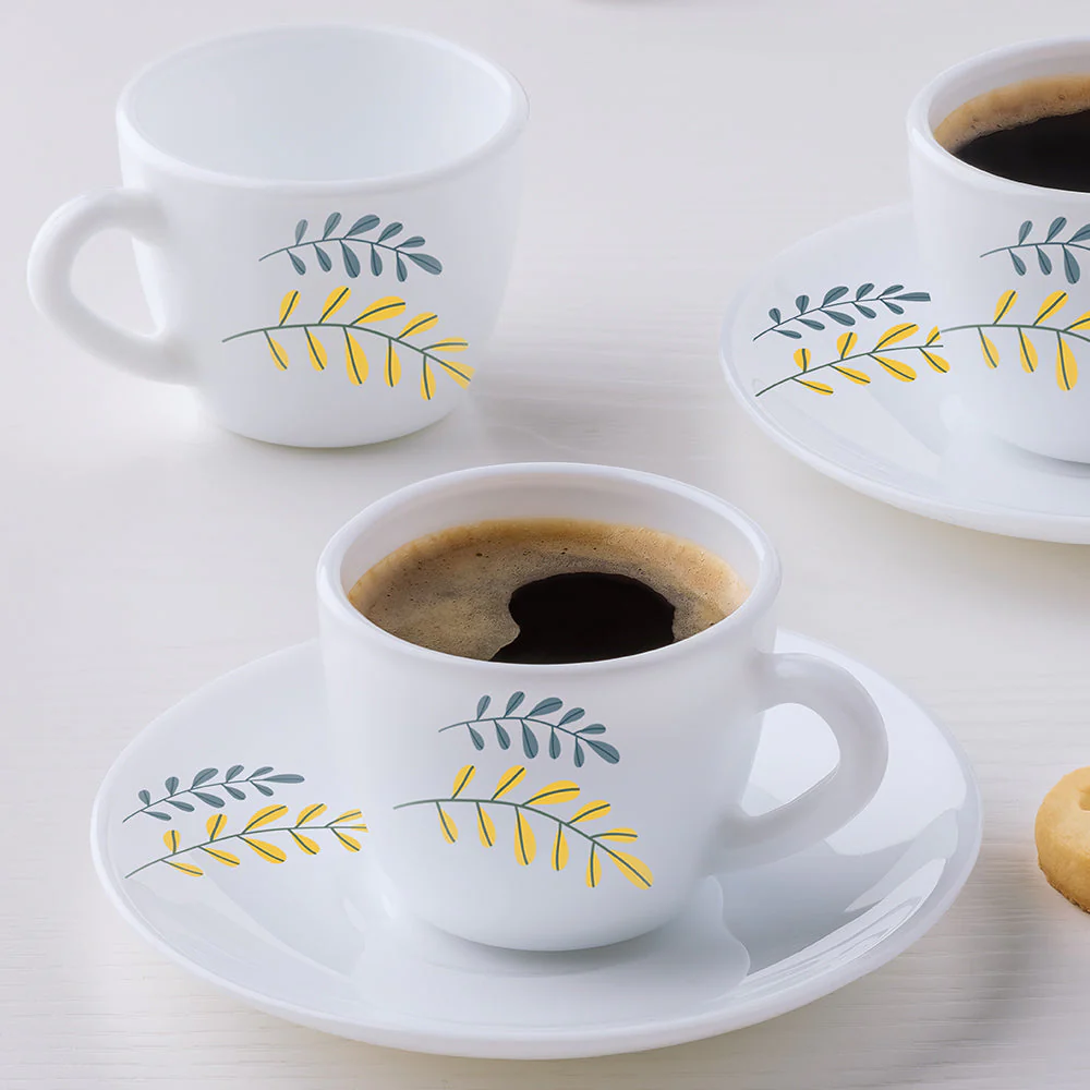 Larah by Borosil Niva Cup n Saucer Set, 140ml x 8