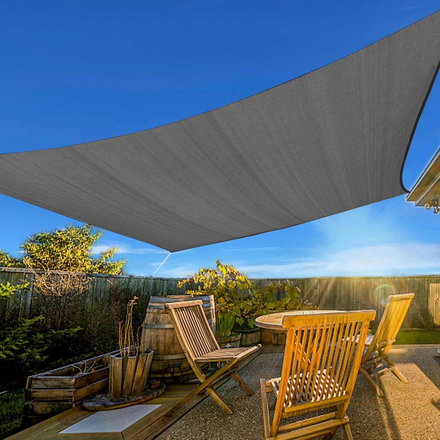 10' x 13' Sun Shade Sails Rectangle Canopy, Dark Grey UV Block Cover for Outdoor Patio Garden