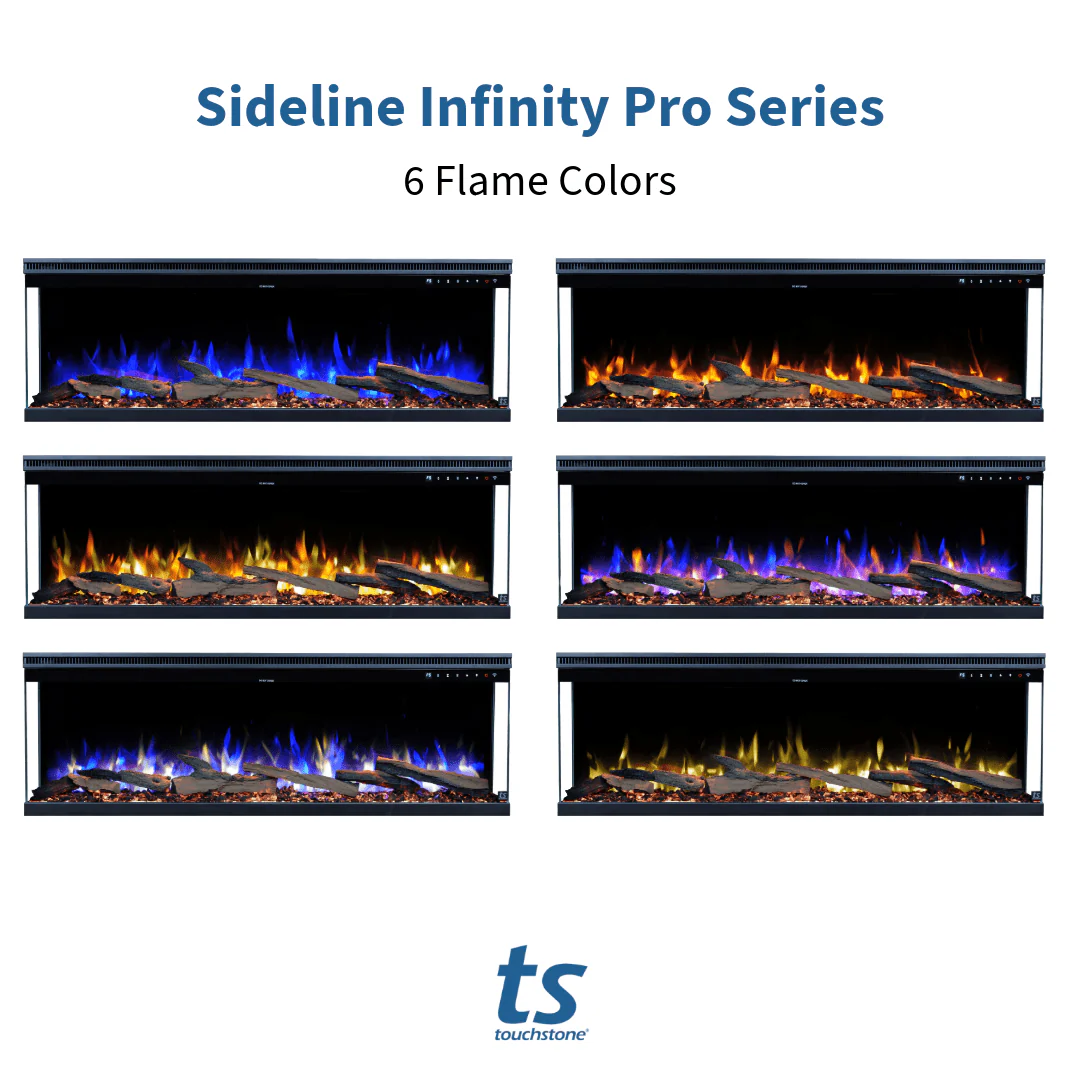 Sideline Infinity Pro 50 Inch 3 Sided Recessed Smart Electric Fireplace 80045