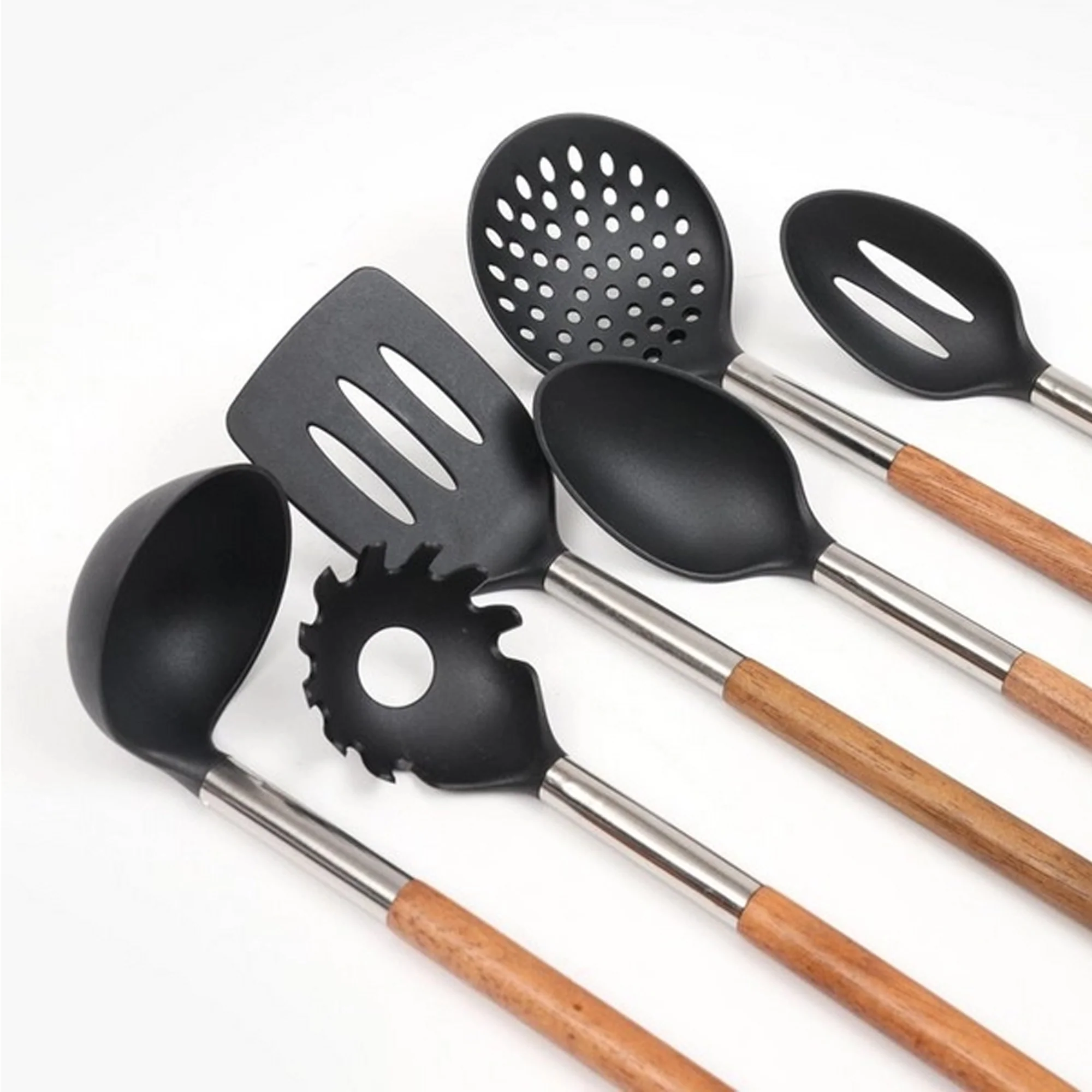 Excellent Houseware 7 Piece Bistro Kitchen Utensil Set Matte Black