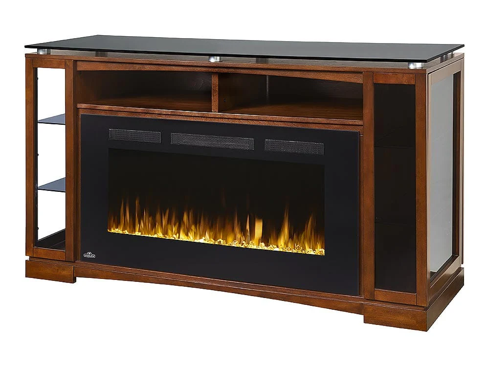 Shelton Electric Fireplace Media Console in Burnished Walnut