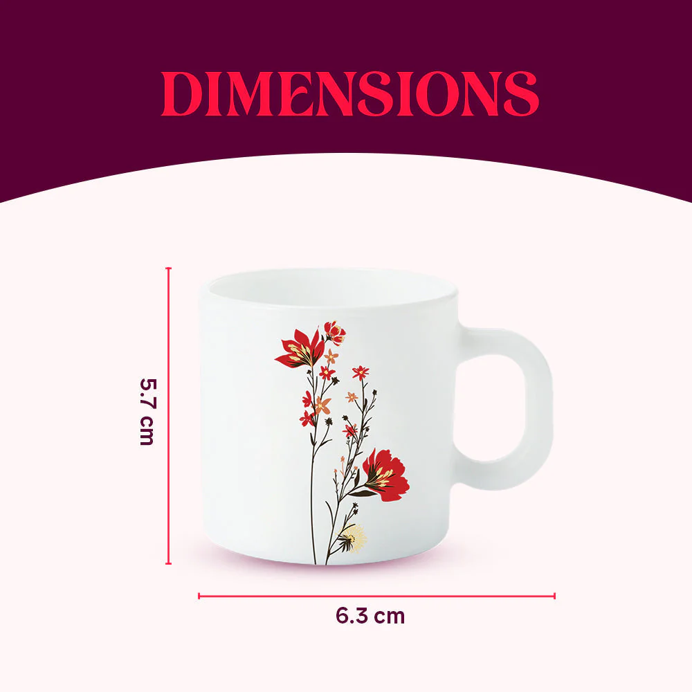 Larah by Borosil Chrys Red Mug Set, 180ml x 6