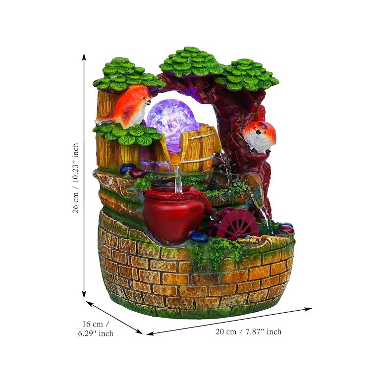 Bird Design Tabletop Indoor Water Fountain Multicoloured