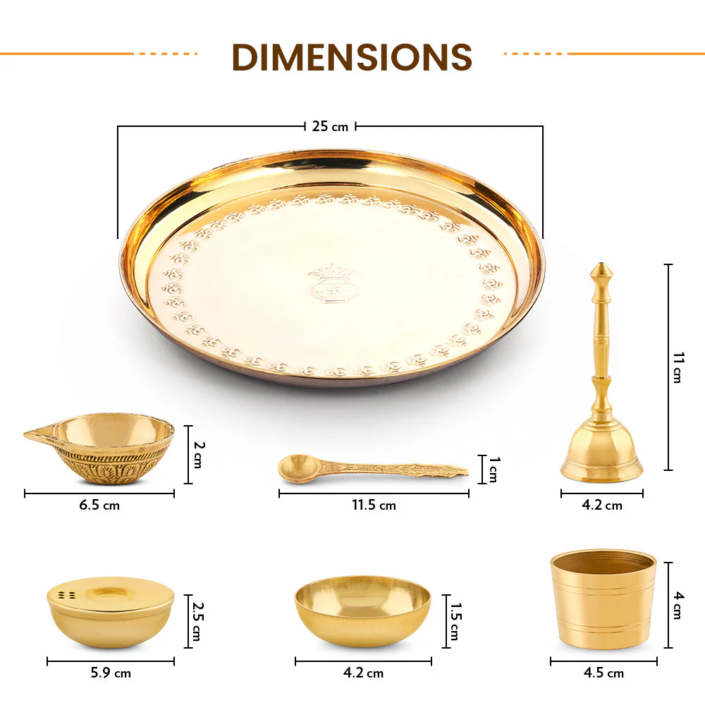 Borosil Puja Thali, 7 pc set + Samagri