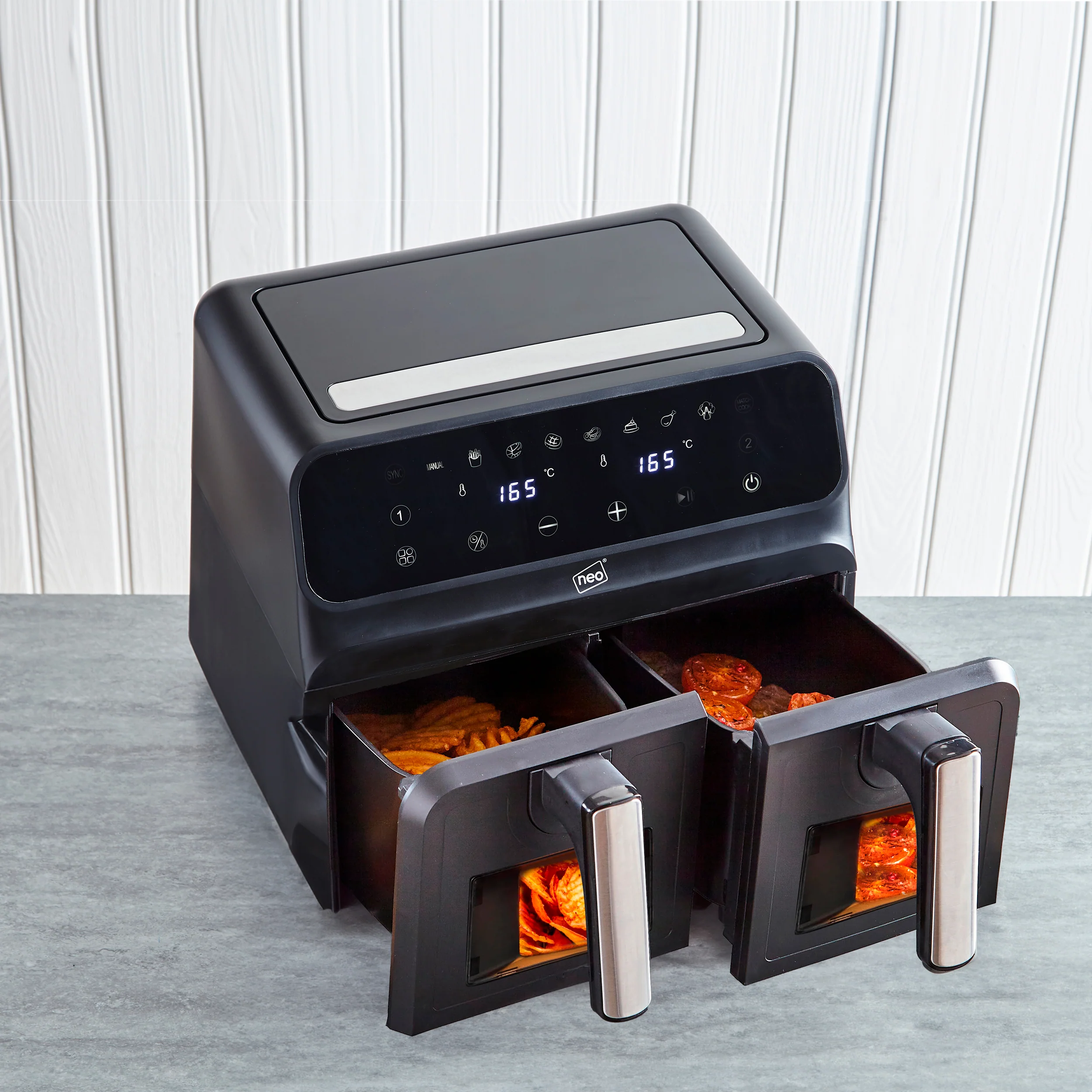 Neo Electric Digital Air Fryer Black 8.5L with Dual Drawer & Glass Viewing Window