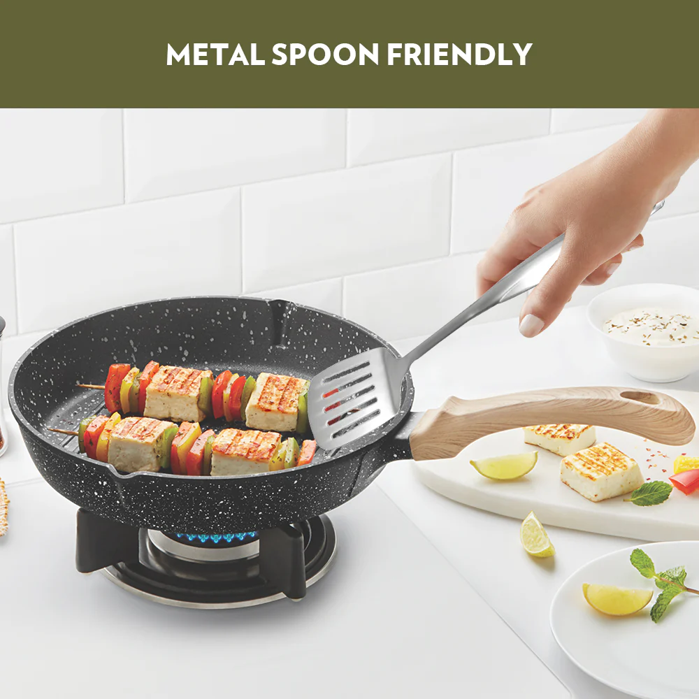 Borosil Vajra Nonstick Grill Fry Pan, Round, 24 cm