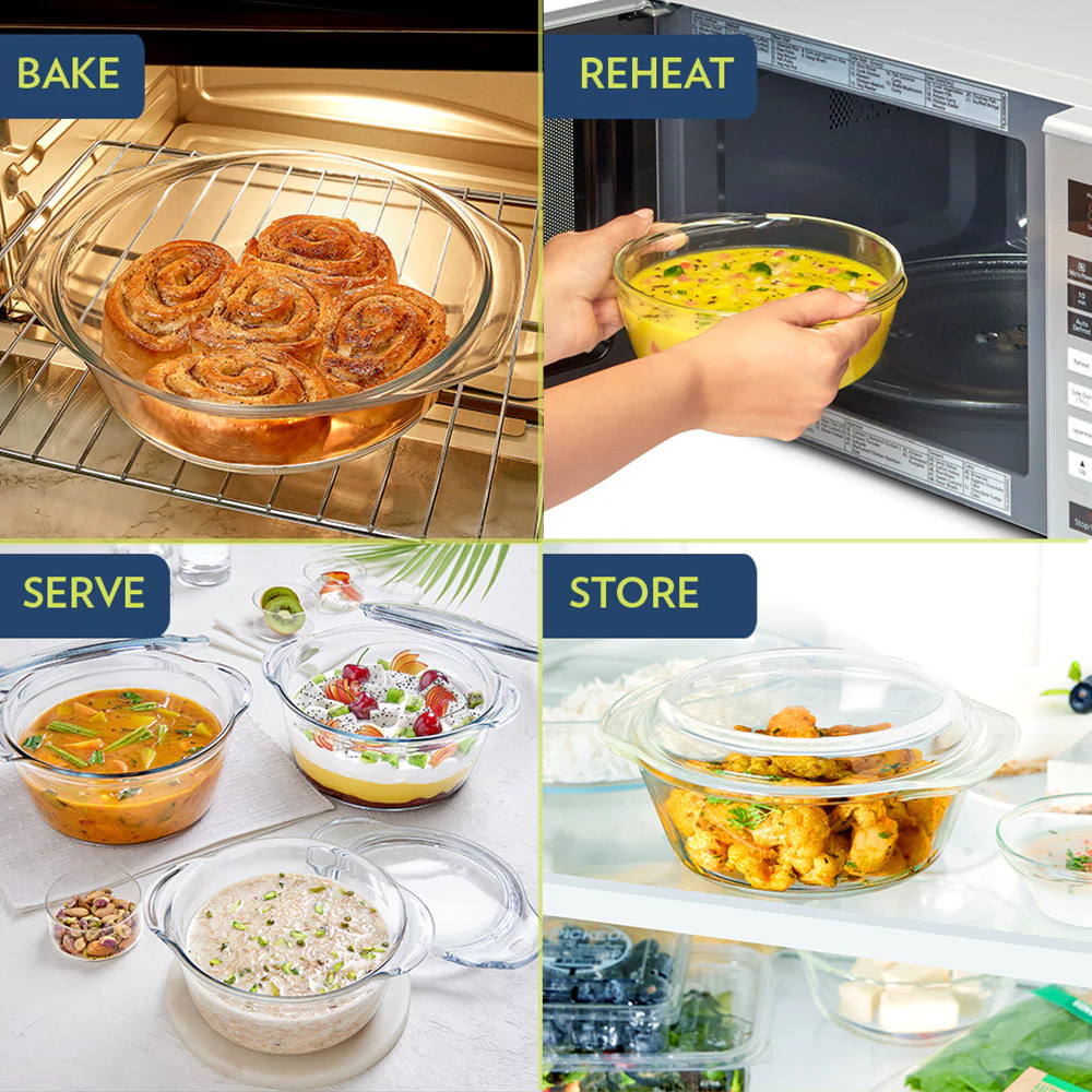 Borosil Deep Round Casserole, 2.5L