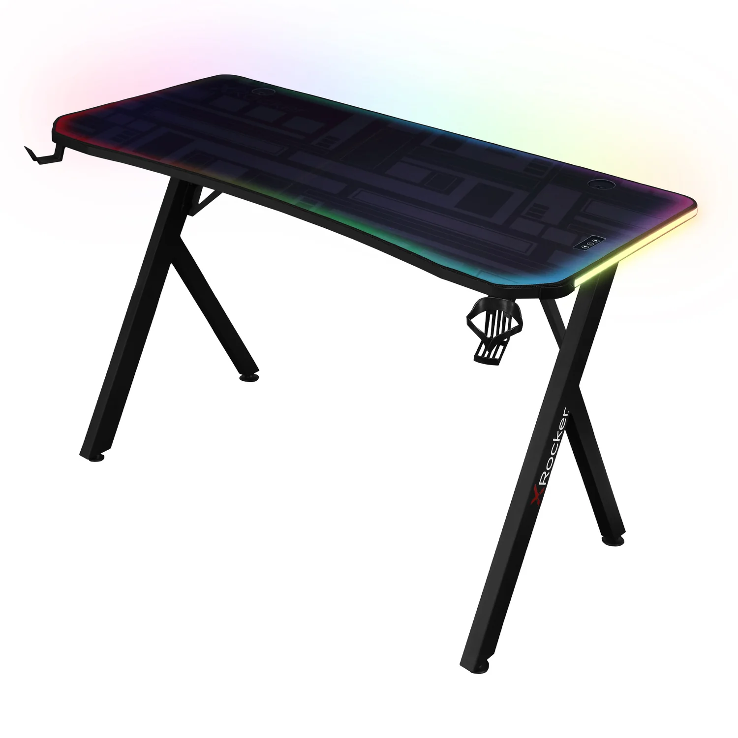 Lumio 110cm LED Gaming Desk with Full Mousepad - Carbon Black RGB