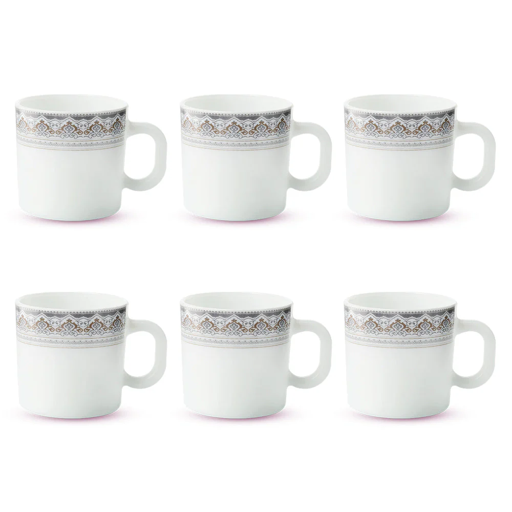 Larah by Borosil Classic Mug Set, 180ml x 6