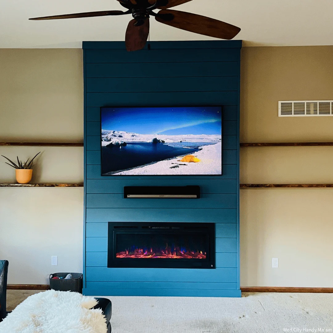 The Sideline Steel 50 Inch Mesh Screen Non Reflective Recessed Electric Fireplace 80013