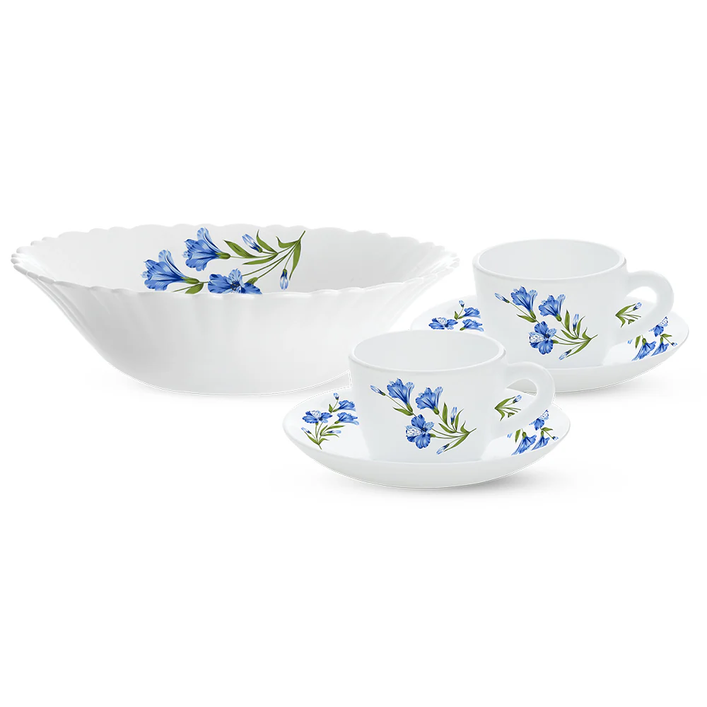 Larah By Borosil Marina Blue Tea Set