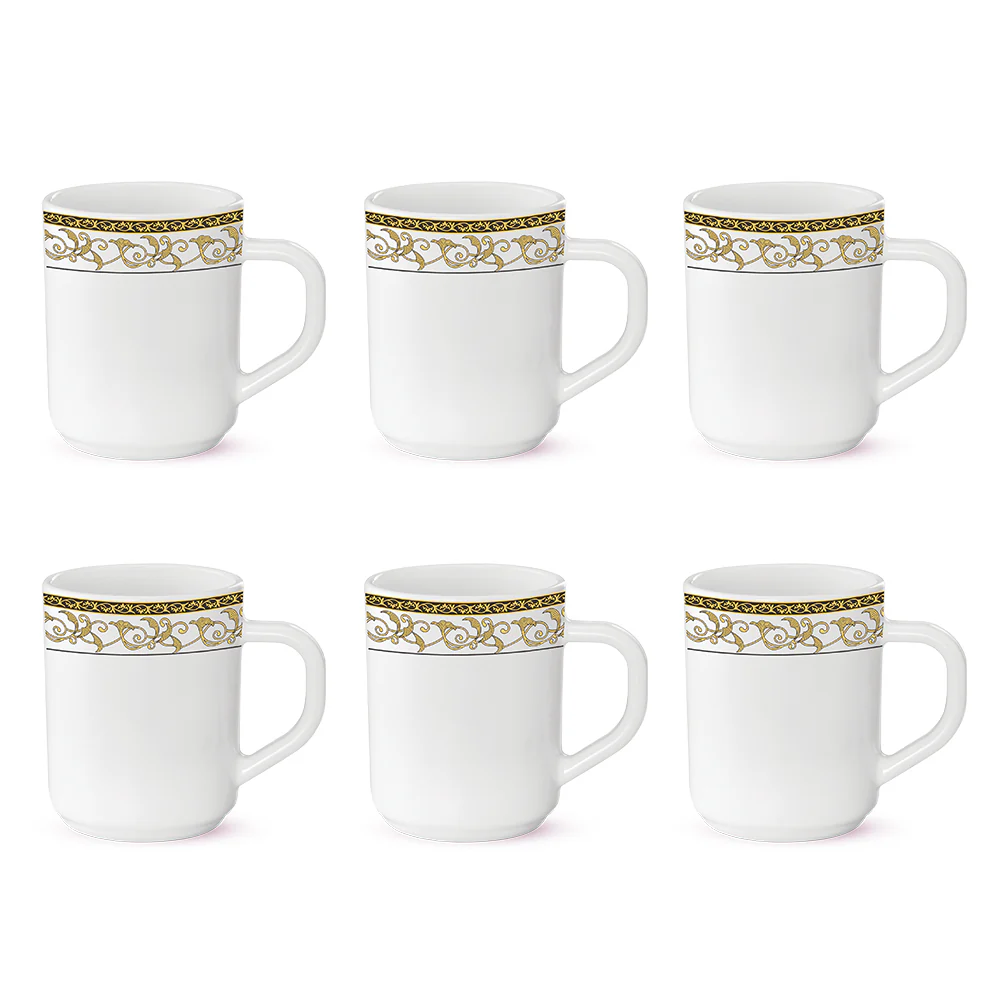 Larah By Borosil Royale Mug Set, 240ml x 6