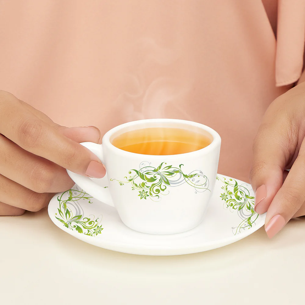Larah by Borosil Erba Cup n Saucer Set, 90ml x 12