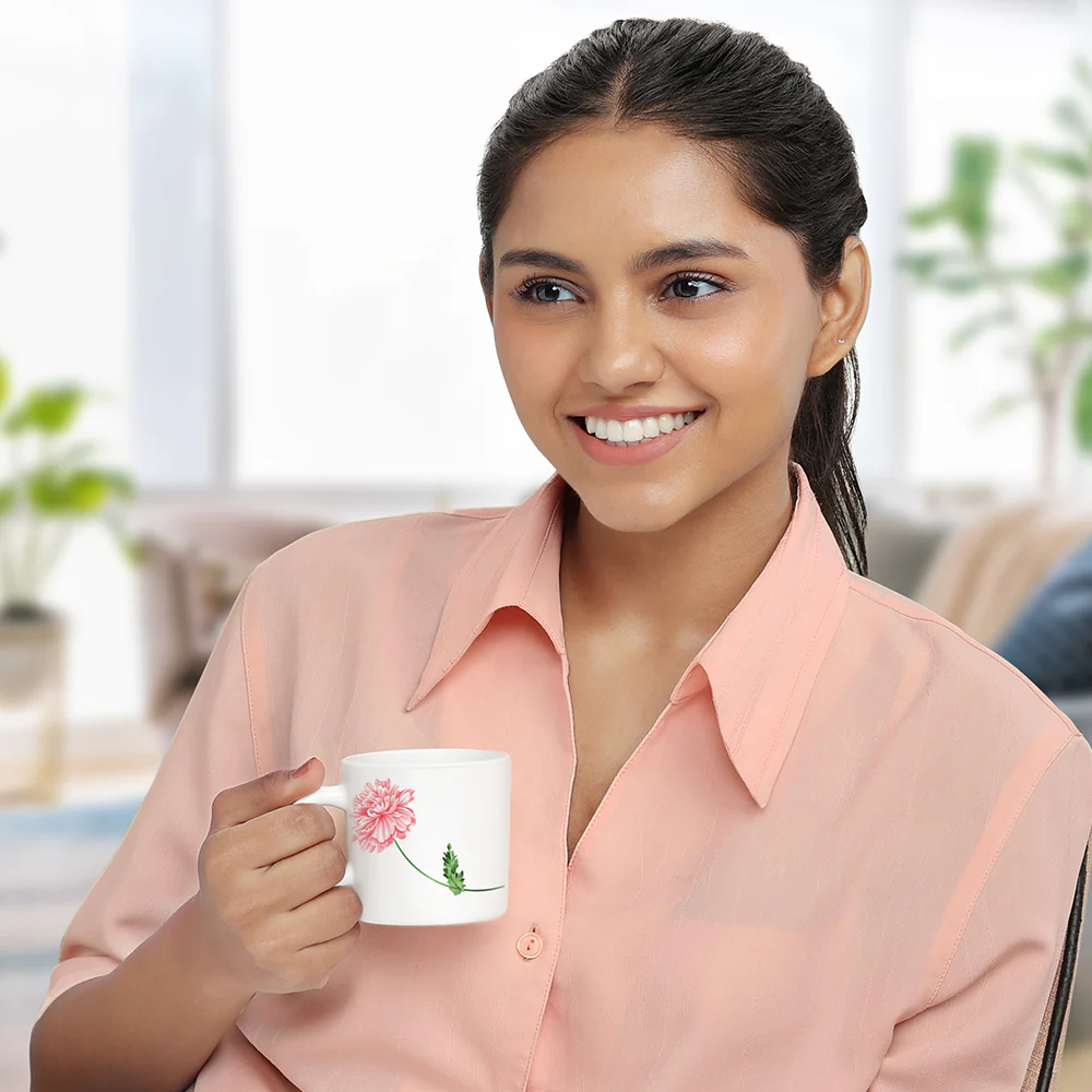 Larah by Borosil Red Mist Mug Set, 180ml x 6