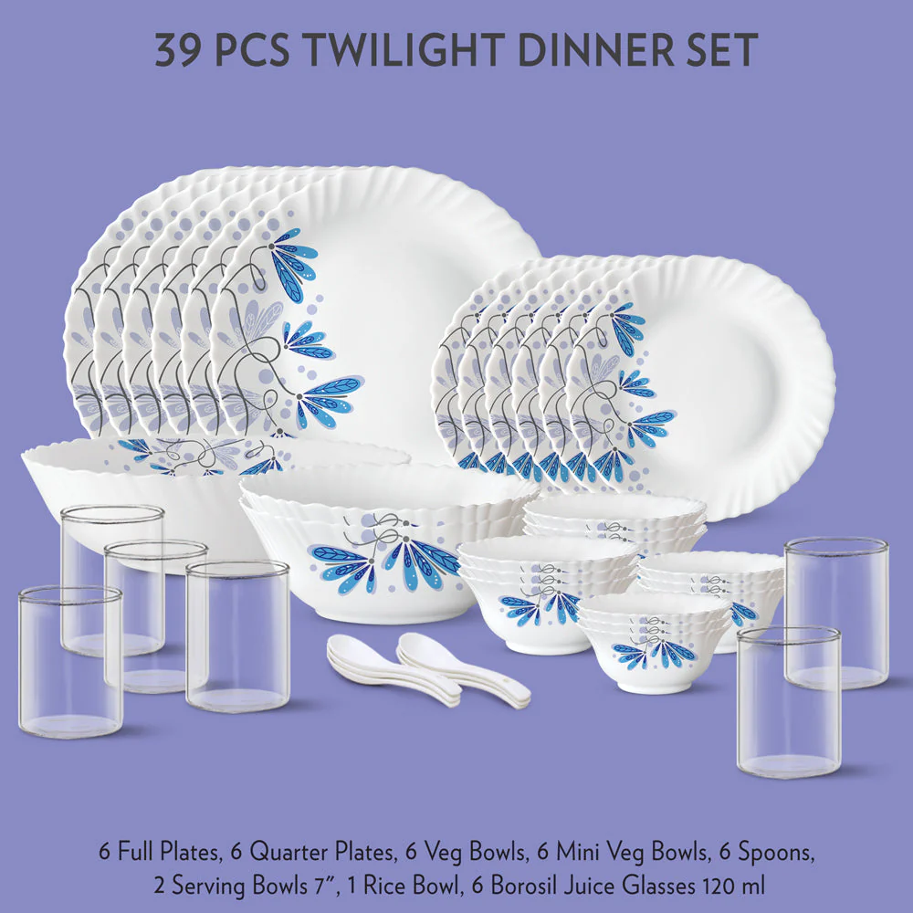 Larah by Borosil Twilight Dinner Set, 33 pc