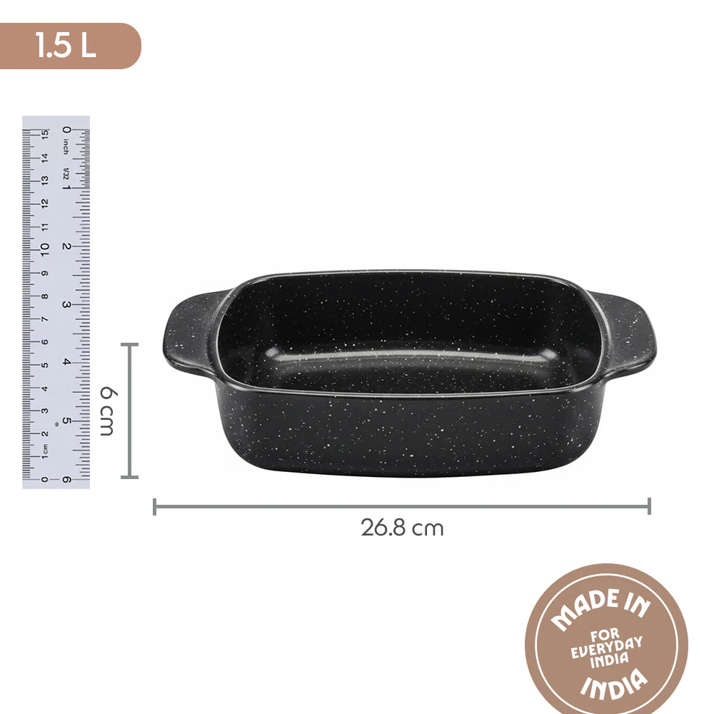 Colors Pebble Black Deep Rectangle Dish