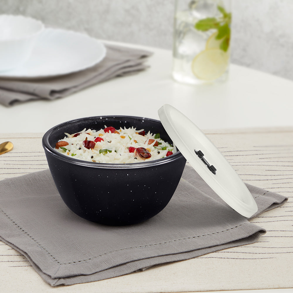Colors Pebble Black Bowl with Lid