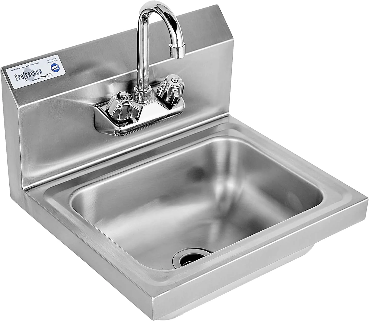 Stainless Steel Sink Commercial Wall Mounted with Gooseneck Faucet for Kitchen or Bar 17