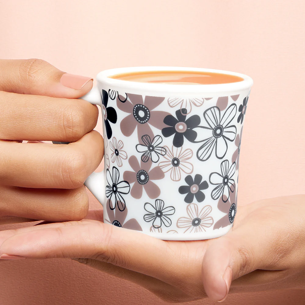 Larah by Borosil Crysta Macy Mug Set, 100ml x 6