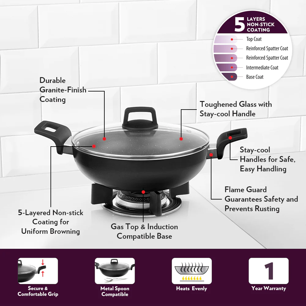 Borosil Granito Cookware Set, 4 pc