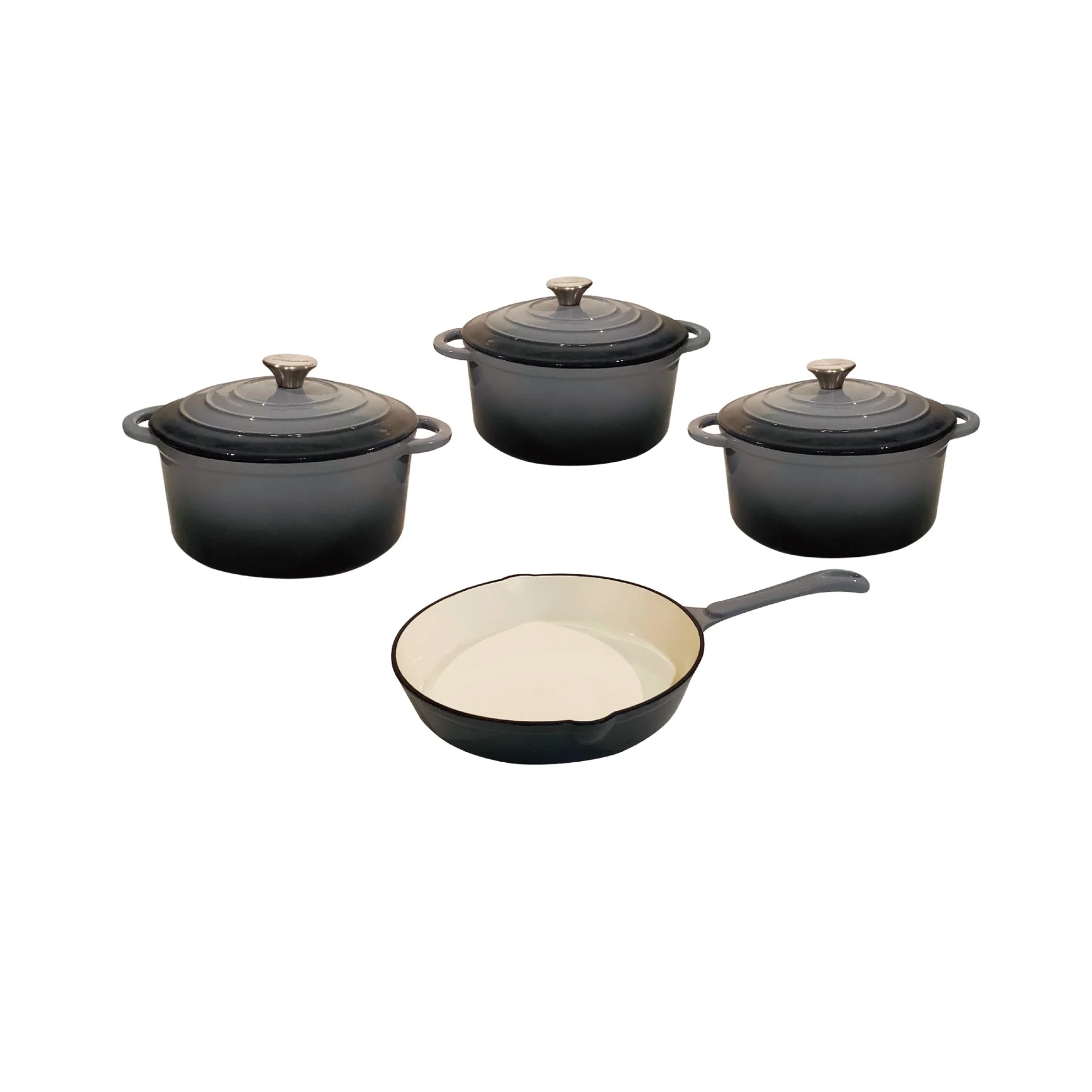 CH 7 Piece Cast Iron Pot Set Grey