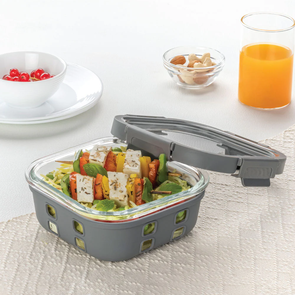 Borosil Tuff-Glass Klip n Store Plus, Square Container