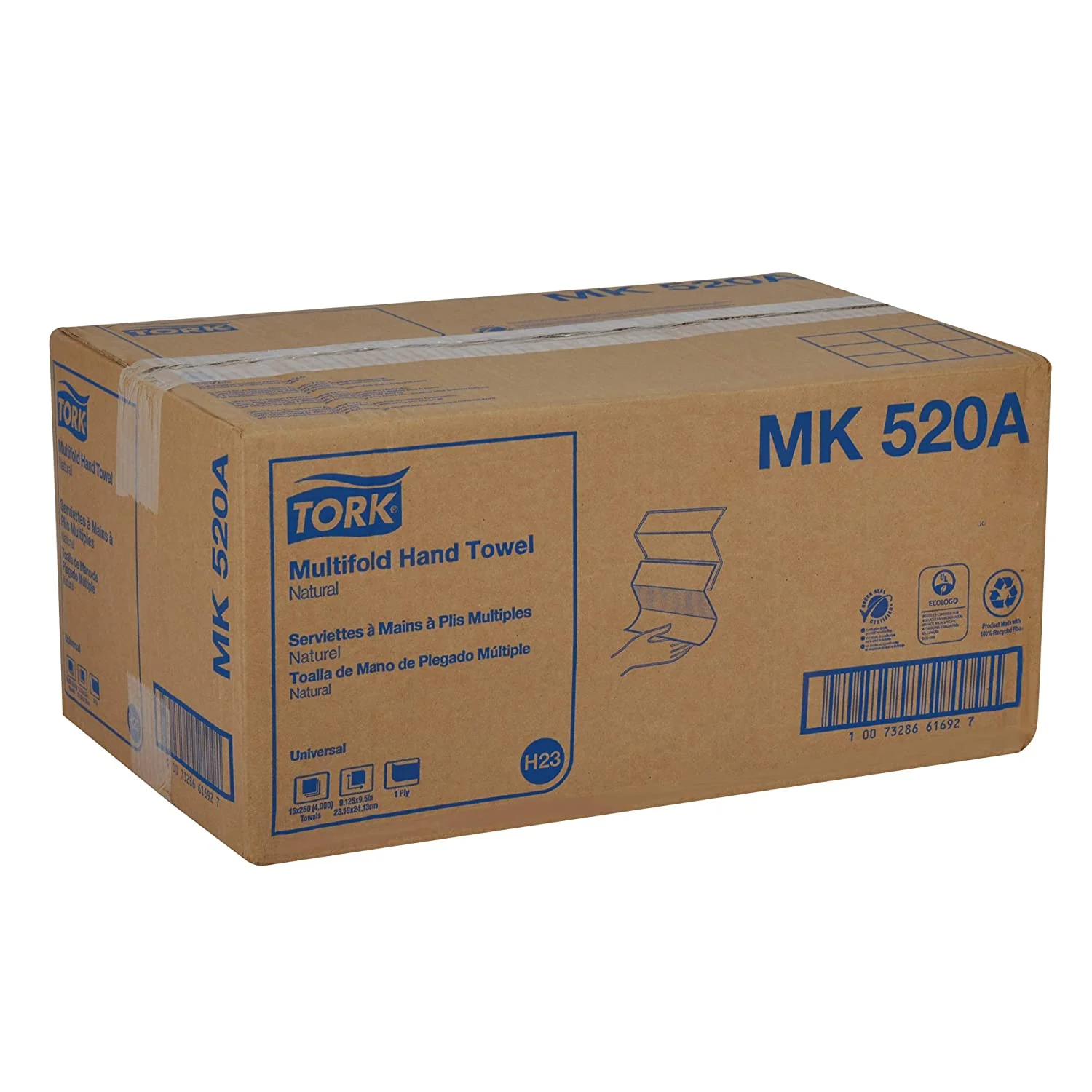 Multifold Hand Towel Natural, Universal, 100% Recycled Fibers, 16 x 250 Sheets