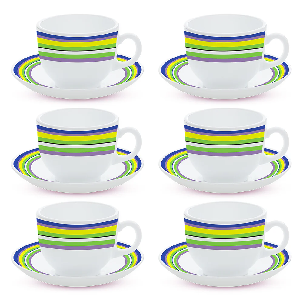Larah by Borosil Vienna Cup n Saucers Set, 220ml x 12