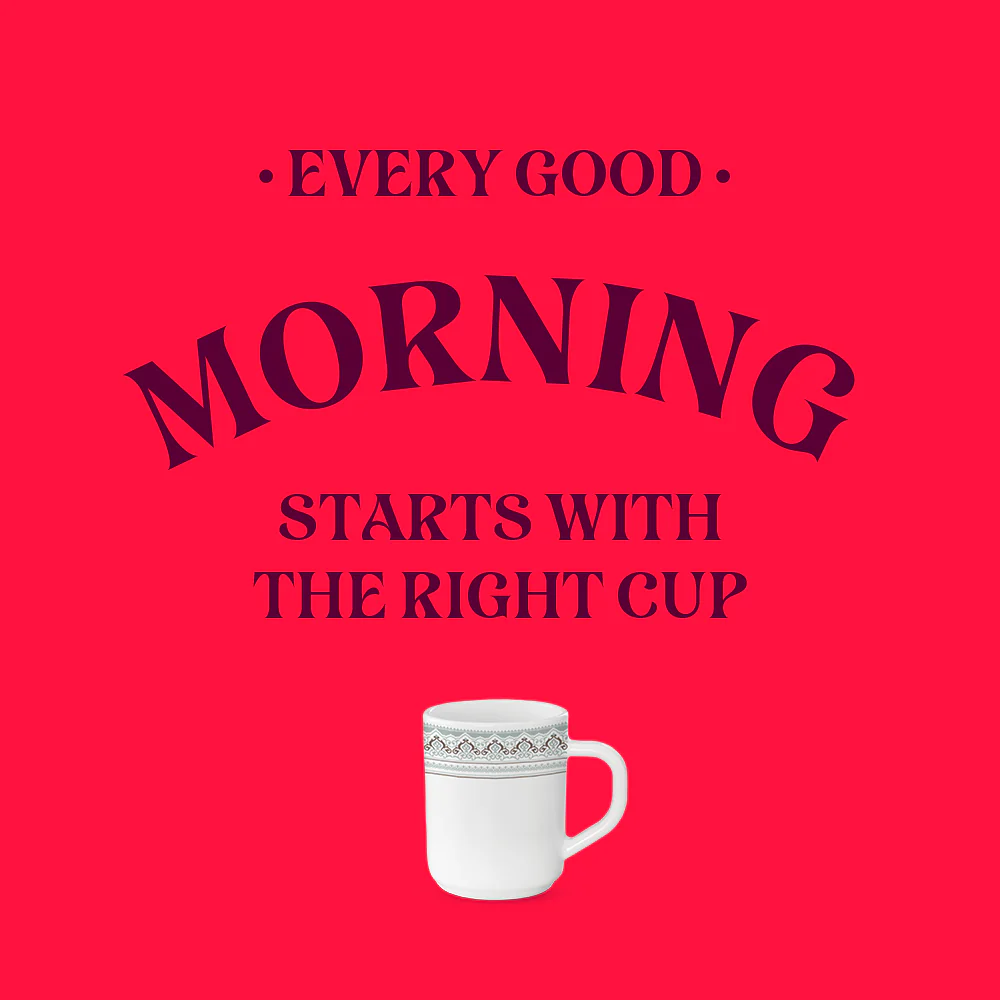 Larah by Borosil Classic Mug Set, 240ml x 6