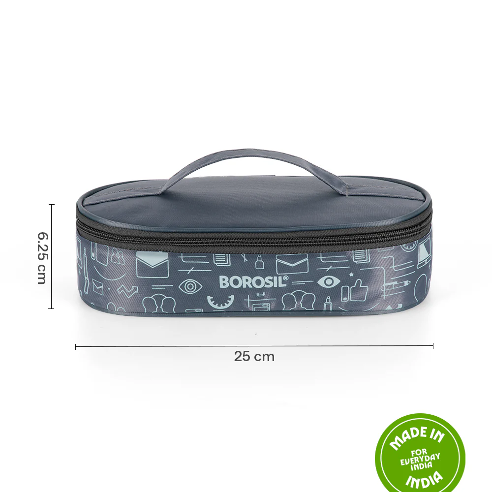Borosil CarryFresh Lunch Bag For Lunch Box Set of 2, (180ml + 180ml), Flat (Only Bag)