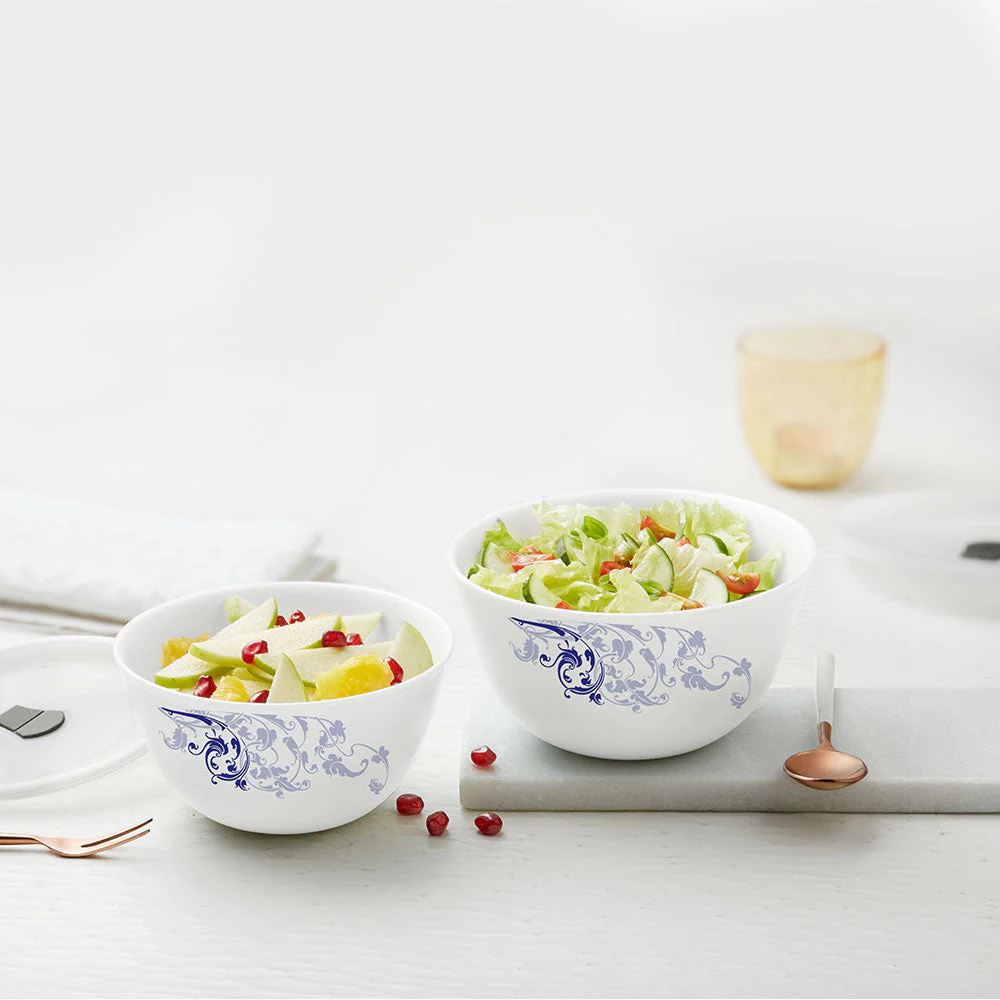 Larah by Borosil Blue Eve Mixing Bowl Set w Lid, 6 pc Set (500ml + 750ml + 1 L)