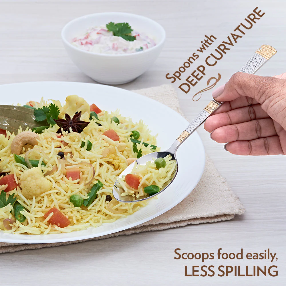 Borosil Gold Dinner Spoon, Set of 6-18.3 cm