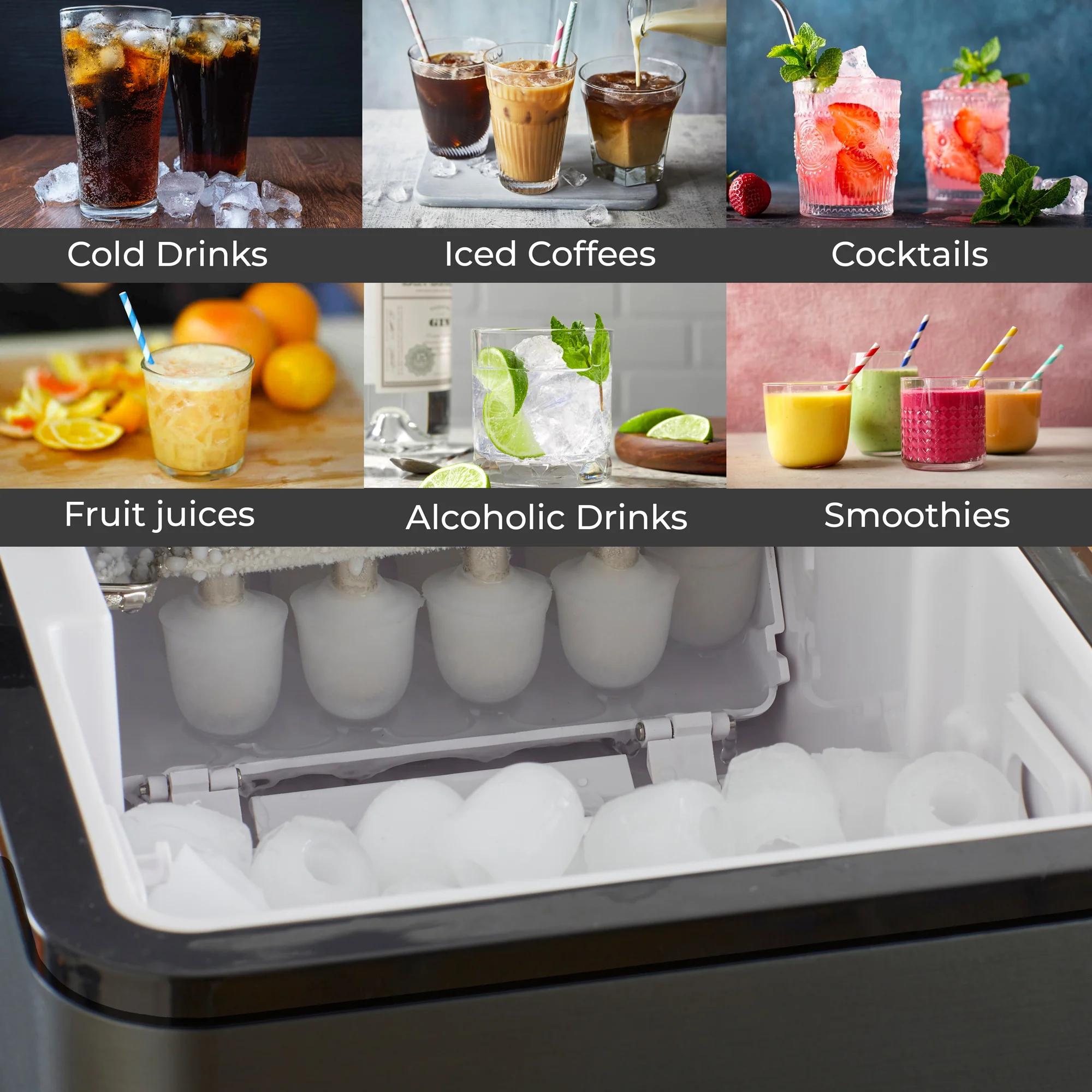 Neo Black 1.7L Electric Ice Cube Maker Machine