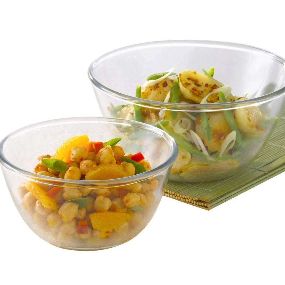 Borosil Mixing & Serving Bowl Set of 2, 1.3Ltr+2.5Ltr