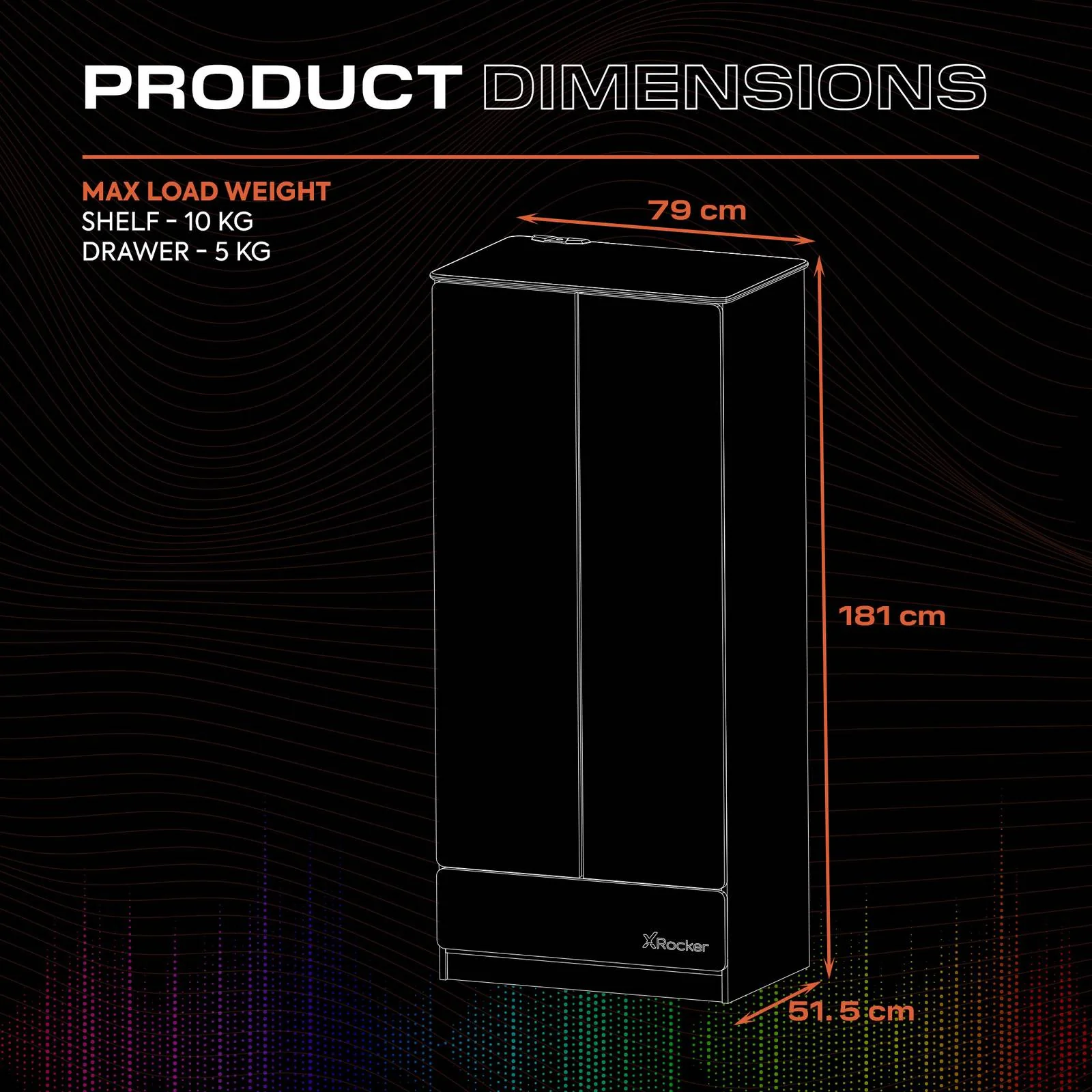 Carbon-Tek LED 2-Door Wardrobe with Drawer - White RGB