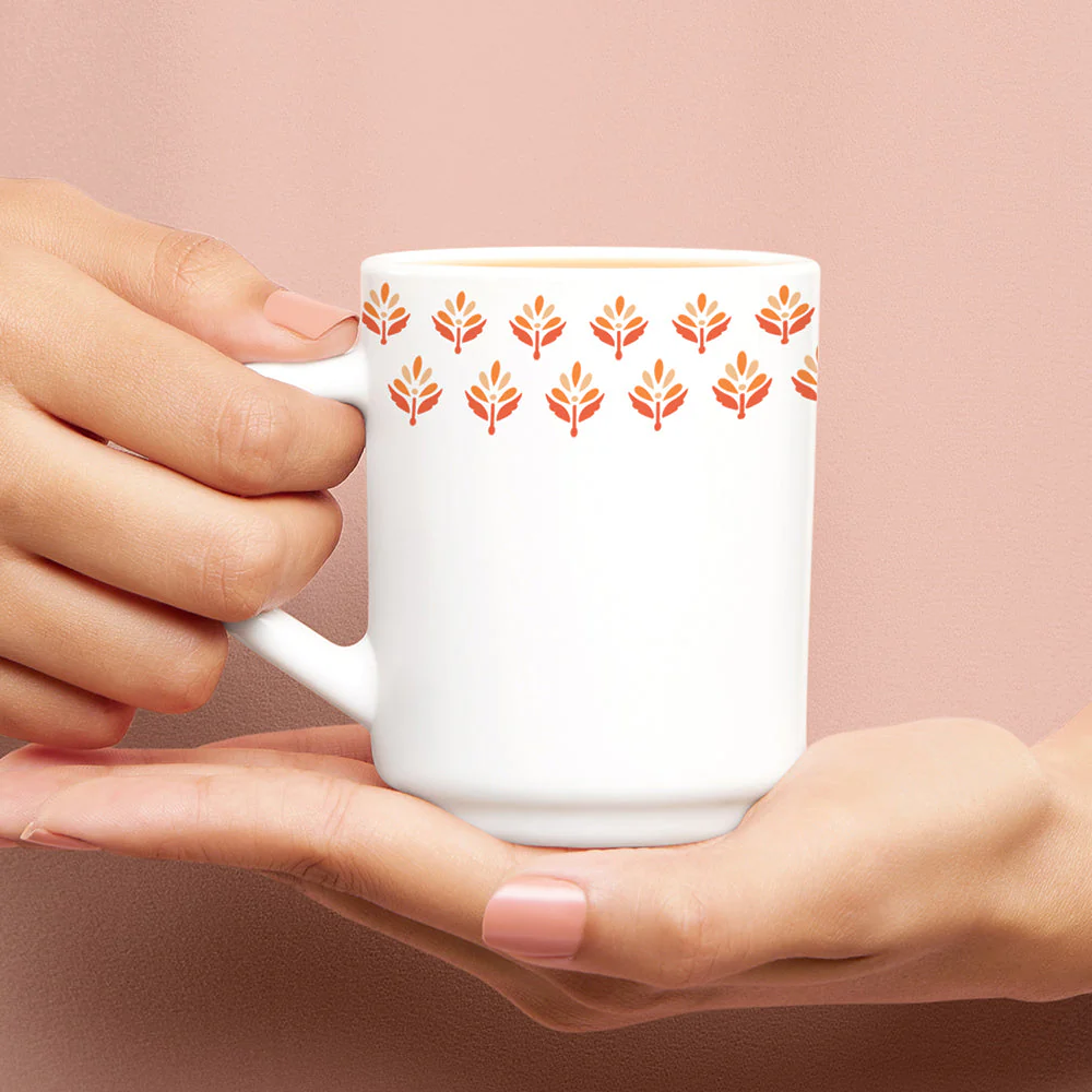 Larah by Borosil Gardenia Mug Set, 240ml x 2