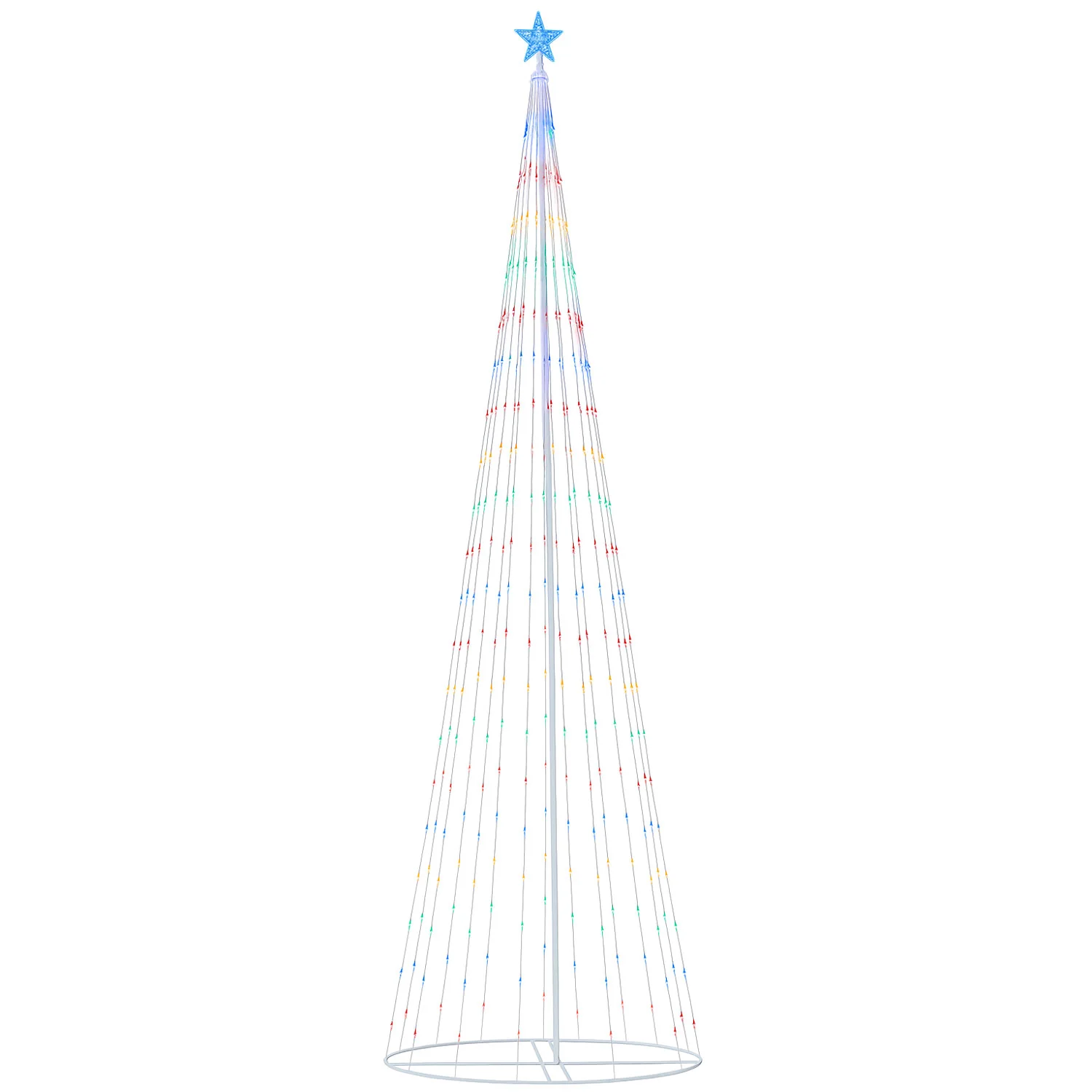 Neo 10ft White Waterfall LED Outdoor Christmas Tree Light Cascading Star Tree with 5m Lead Multi Function Modes Garden & Patio