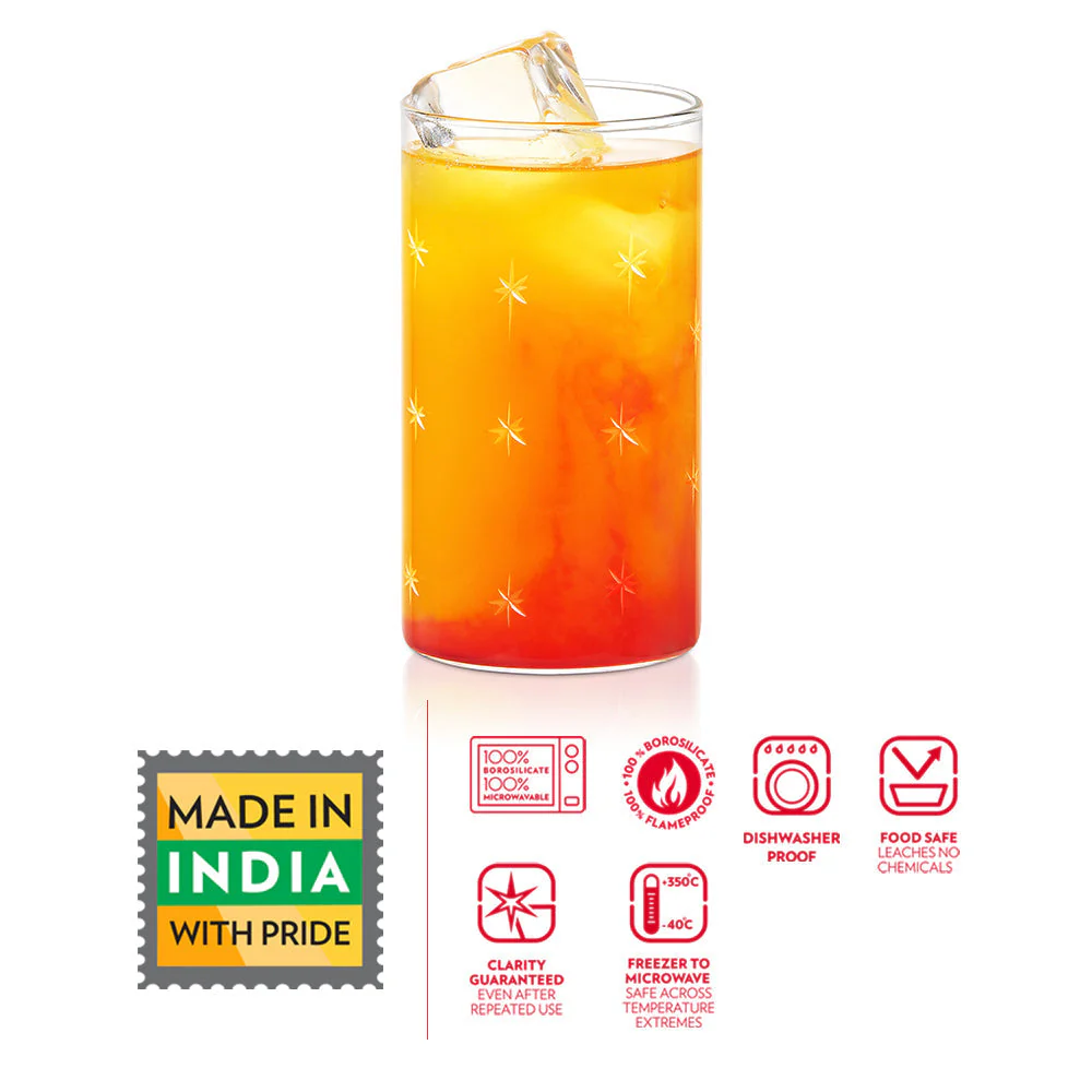 Borosil Galaxy Glass, Set of 6, 295ml