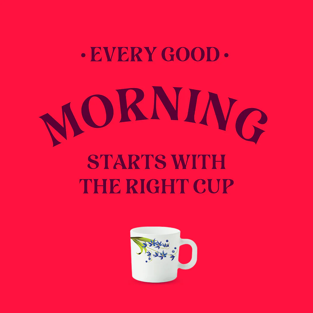 Larah by Borosil Lavender Mug Set, 240ml x 2