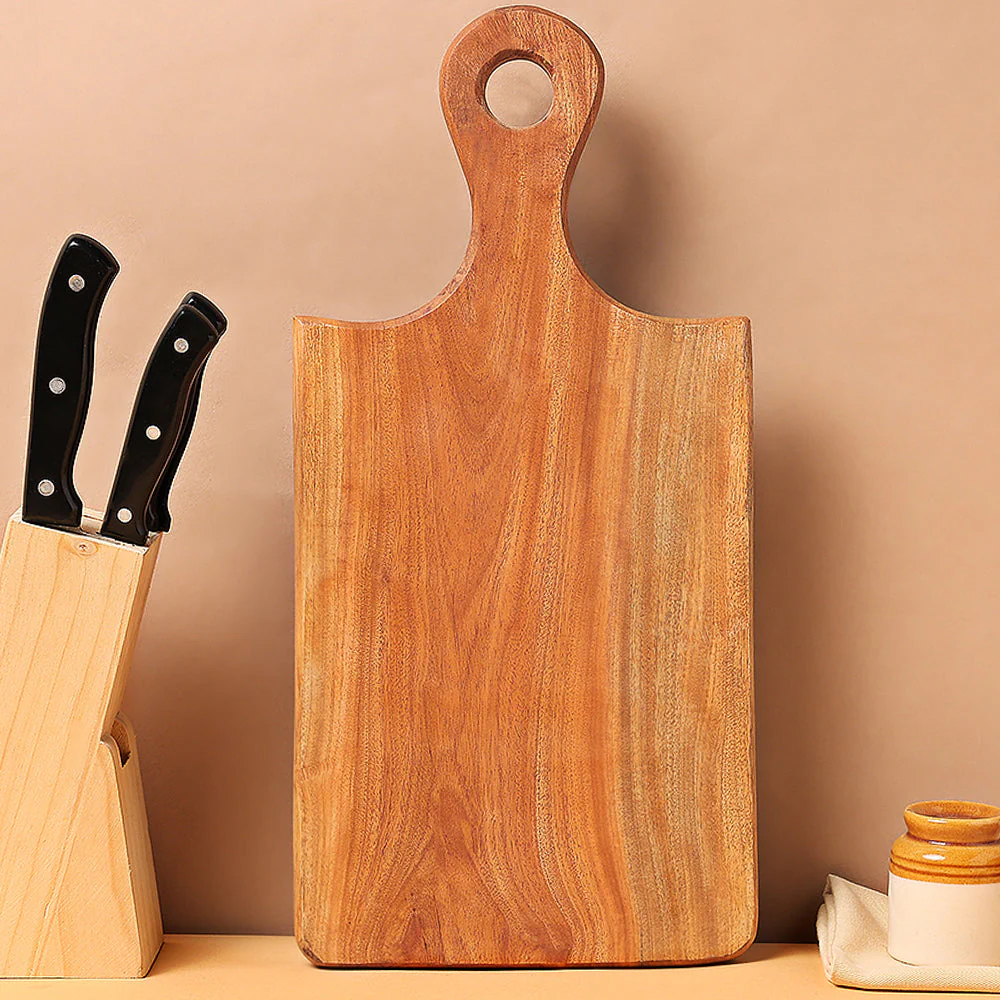 Borosil Dice Neem Wood Chopping Board, 42 cm x 21 cm