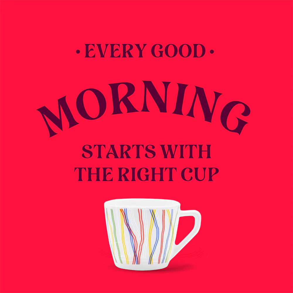 Larah By Borosil Rainbow Cup Set, 220ml x 6